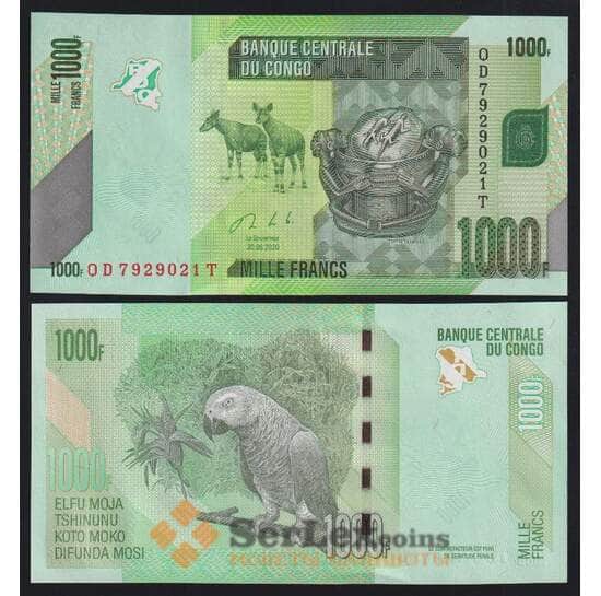 Конго 1000 франков 2020 Р101 UNC арт. 52434