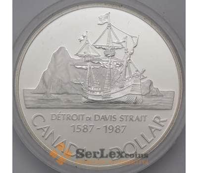 Монета Канада 1 доллар 1987 Proof Пролив Дейвиса Корабль арт. 30686