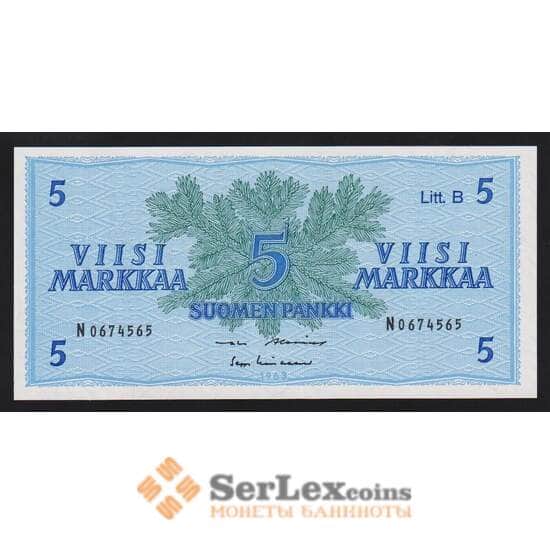 Финляндия 5 марок 1963 Р106Аа(34) UNC литера В арт. 55854 Финляндия 5 марок 1963 Р106Аа(34) UNC литера В арт. 55854