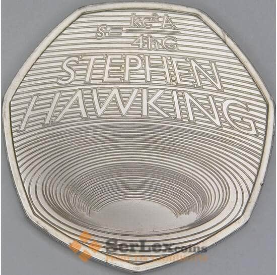 Великобритания 50 пенсов 2019 UC1011 BU Стивен Хокинг арт. 56772