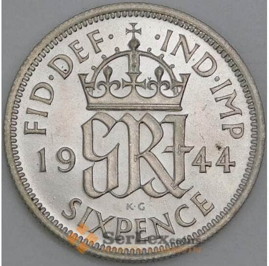 Великобритания 6 пенсов 1944 КМ852 aUNC арт. 56218