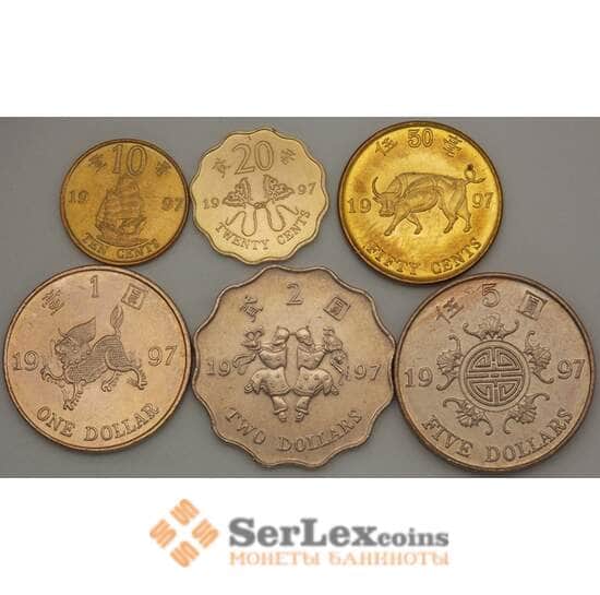 Гонконг Набор 10, 20, 50 центов 1, 2 и 5 долларов 1997 (6 шт) aUNC Возвращение в Китай (n17.19) арт. 21300