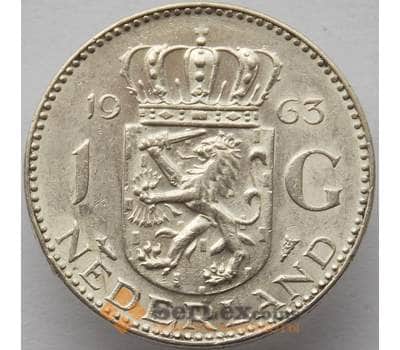 Монета Нидерланды 1 гульден 1963 КМ184 aUNC Серебро (J05.19) арт. 15105