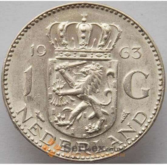 Нидерланды 1 гульден 1963 КМ184 aUNC Серебро (J05.19) арт. 15105