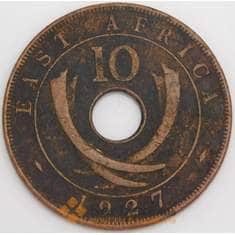 Британская Восточная Африка монета 10 центов 1927 КМ19 VF арт. 45872