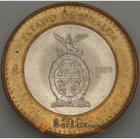 Мексика 100 песо 2004 КМ695 aUNC Серебро Синалоа (n17.19) арт. 19047