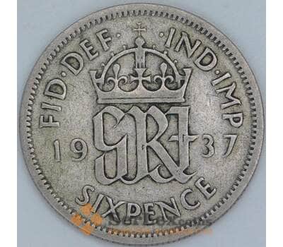 Великобритания 6 пенсов 1937 КМ852 F арт. 56845