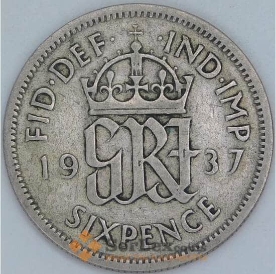 Великобритания 6 пенсов 1937 КМ852 F арт. 56845