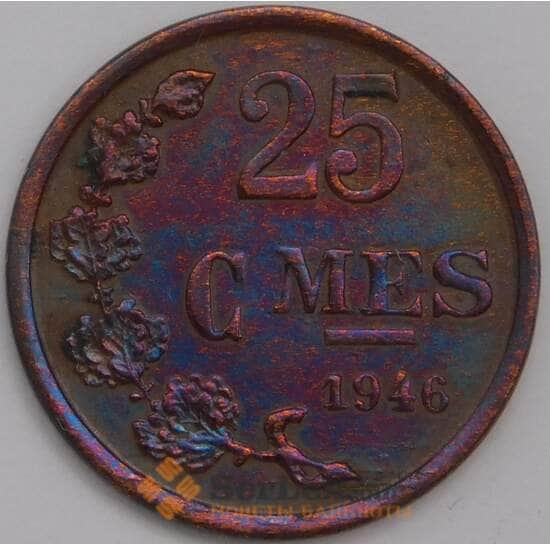 Люксембург монета 25 сантимов 1946 КМ45 XF  арт. 39314