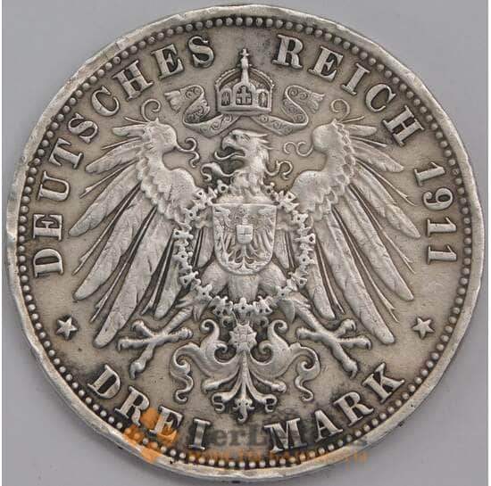 Германия Баден 3 марки 1911 КМ280 XF арт. 40751