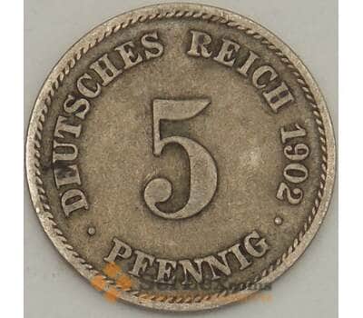 Монета Германия 5 пфеннигов 1902 F КМ11 XF (n17.19) арт. 21616