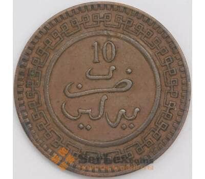 Марокко монета 10 мазун 1902 (1320) Y17 XF арт. 41958