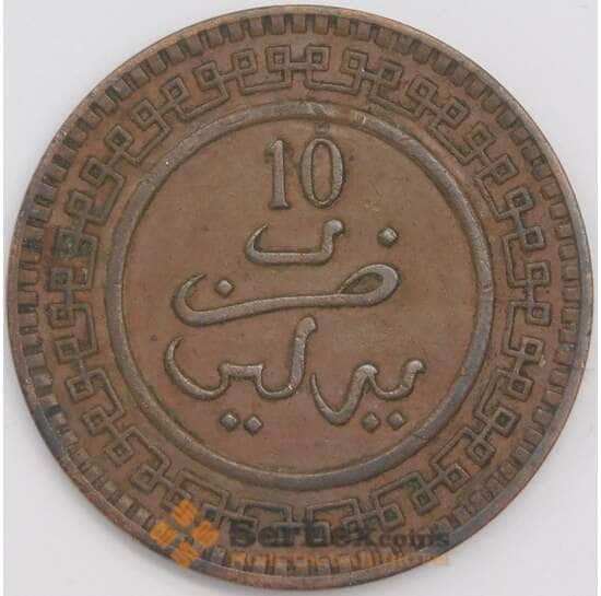 Марокко монета 10 мазун 1902 (1320) Y17 XF арт. 41958