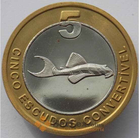Кабинда 5 эскудо 2005 UNC Рыба Биметалл (J05.19) арт. 16700