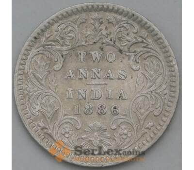 Монета Британская Индия 2 анна 1886 КМ488 AU арт. 38473