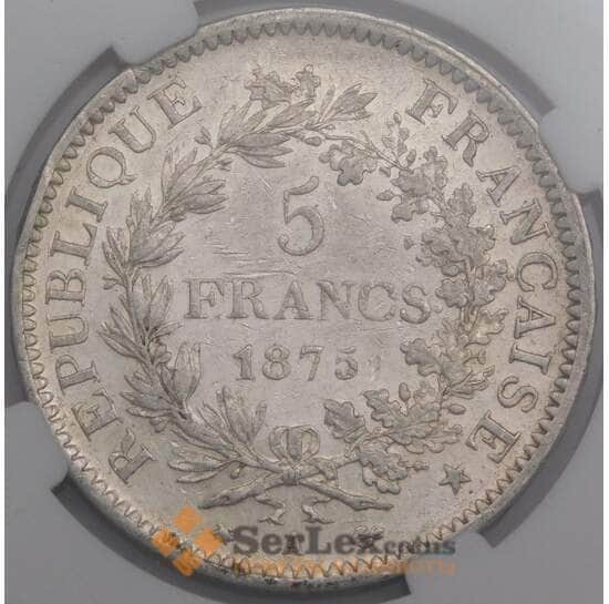 Франция 5 франков 1875 КМ820 XF+ арт. 40417