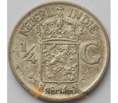 Монета Нидерландская Восточная Индия 1/4 гульдена 1941 P КМ319 XF Серебро (J05.19) арт. 15574