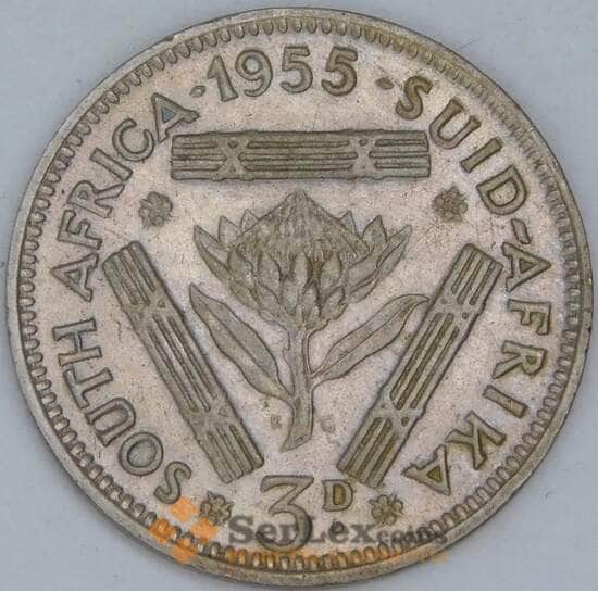 Южная Африка ЮАР 3 пенса 1955 КМ47 XF арт. 57092 Южная Африка ЮАР 3 пенса 1955 КМ47 XF арт. 57092