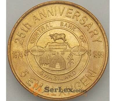 Монета Свазиленд 5 эмалангени 1999 КМ53 UNC Центробанк (J05.19) арт. 18111