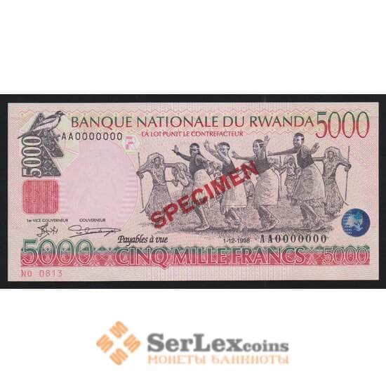 Руанда 5000 франков 1998 Р28s UNC образец арт. 55408