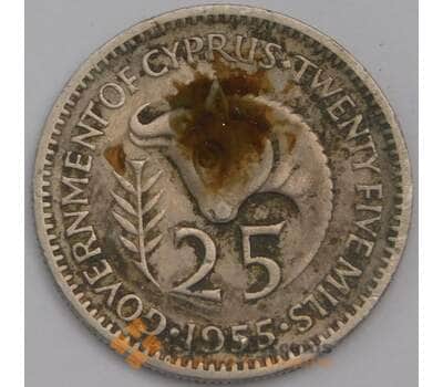 Монета Кипр 25 милс 1955 КМ35 XF арт. 39273