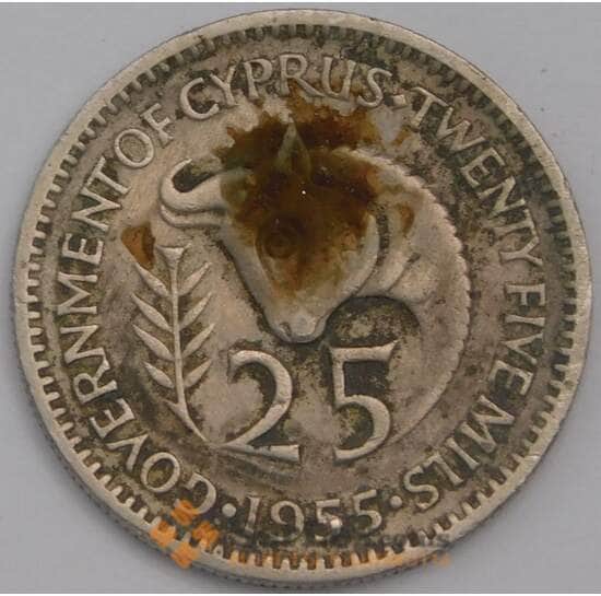 Кипр 25 милс 1955 КМ35 XF арт. 39273