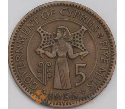 Монета Кипр 5 милс 1955 КМ34 арт. 39206