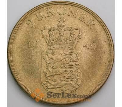 Дания монета 2 кроны 1949 КМ838 AU арт. 49512