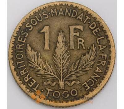 Того монета 1 франк 1924 КМ2 ХF арт. 45886