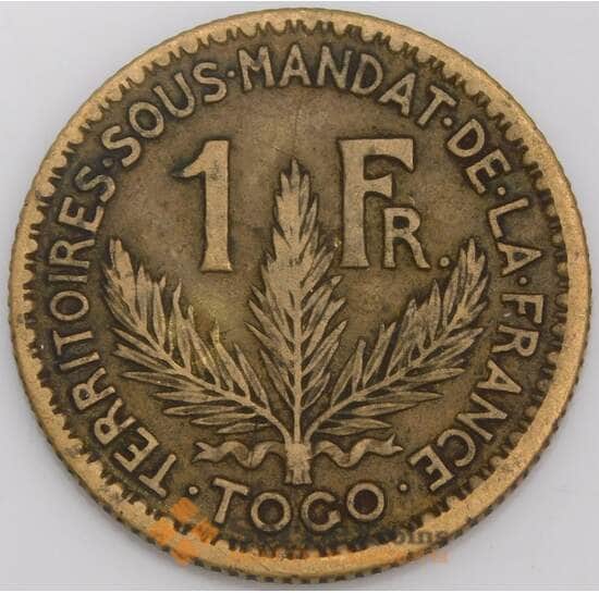 Того монета 1 франк 1924 КМ2 ХF арт. 45886