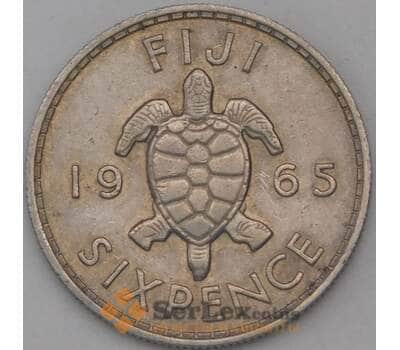 Монета Фиджи 6 пенсов 1965 КМ19 VF арт. 25010