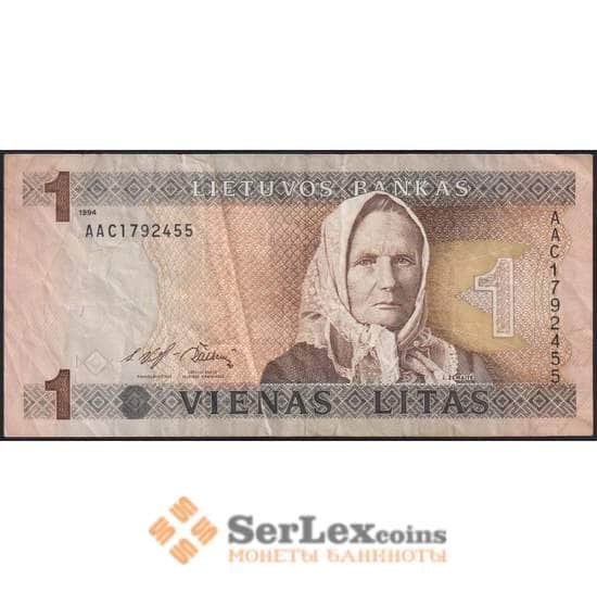 Литва банкнота 1 лит 1994 Р53 F арт. 48300