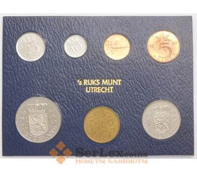 Нидерланды набор монет 1 5 10 25 центов 1 и 2,5 гульдена+ жетон 1980 BU арт. 42927