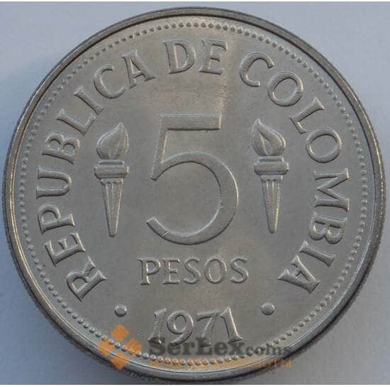 Колумбия 5 песо 1971 КМ247 UNC VI Пан-Американские игры (J05.19) арт. 17333