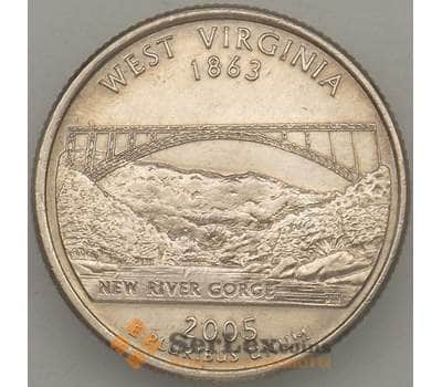 Монета США 25 центов 2005 P КМ374 XF Западная Вирджиния арт. 18906