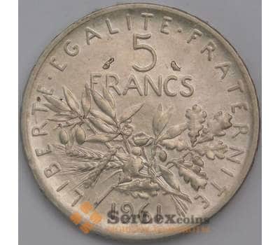 Монета Франция 5 франков 1961 КМ926 XF Серебро арт. 16287