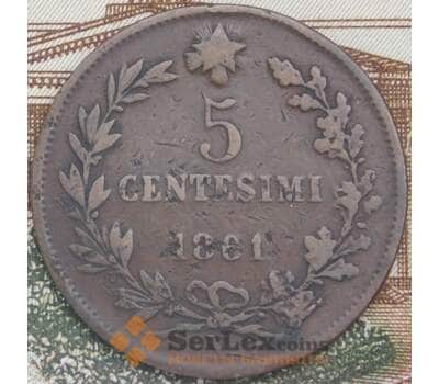 Монета Италия 5 чентезимо 1861 N КМ3 F+ арт. 38873