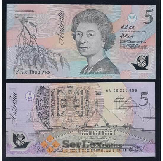 Австралия 5 долларов 1992 P50а UNC Серия АА черная арт. 51872