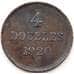 Монета Гернси 4 дубля 1920 КМ13 XF арт. 5497
