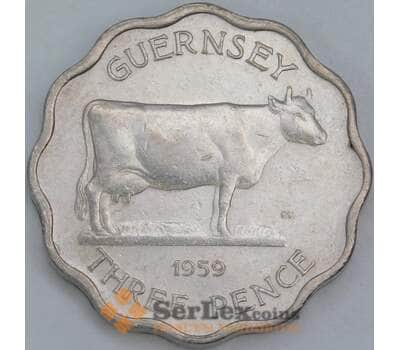 Монета Гернси 3 пенса 1959 КМ18 AU арт. 5499