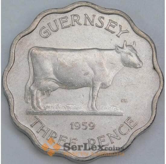 Гернси 3 пенса 1959 КМ18 AU арт. 5499