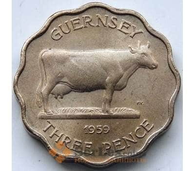Монета Гернси 3 пенса 1959 КМ18 AU арт. 5499