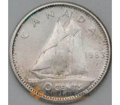 Монета Канада 10 центов 1963 КМ51 AU арт. 23846