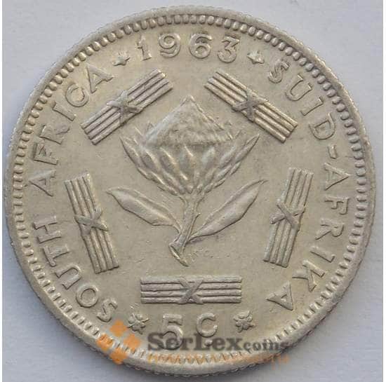 Южная Африка ЮАР 5 центов 1963 КМ59 aUNC Серебро (J05.19) арт. 17459