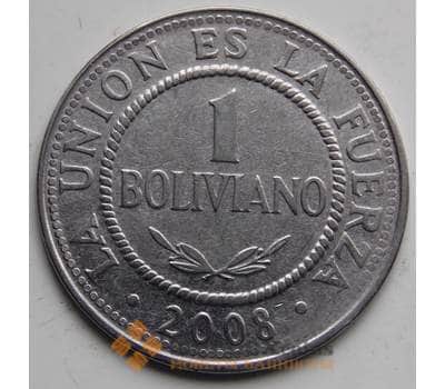 Монета Боливия 1 боливиано 2008 КМ205 VF арт. 6303
