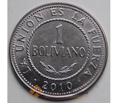 Монета Боливия 1 боливиано 2010 КМ217 VF арт. 6302