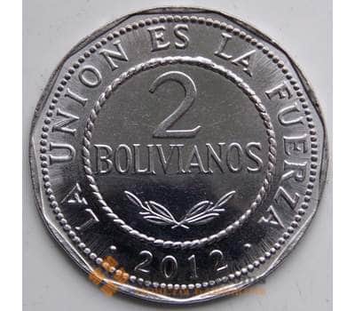Монета Боливия 2 боливиано 2012 КМ218 UNC арт. 6304