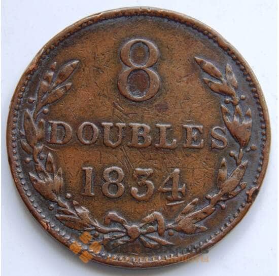 Гернси 8 дублей 1834 КМ3 VF арт. 6312