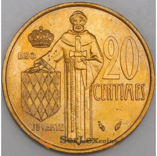 Монако монета 20 сантимов 1975 КМ143 AU арт. 47361