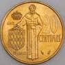 Монако монета 20 сантимов 1975 КМ143 AU арт. 47361